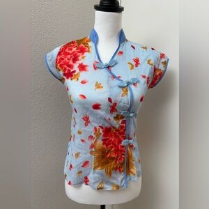 Blue‎ Chinese style shirt, size XS
